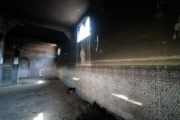 The interior of a burned mosque
