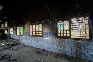 The interior of a burned mosque