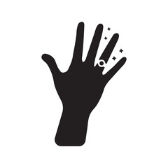 Obraz premium Married ring hand finger icon | Black Vector illustration |