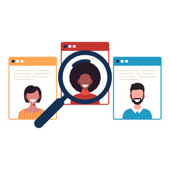 Business HR concept. headhunting hiring person illustration. Concept employee, job and candidate search. - obrazy, fototapety, plakaty