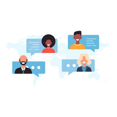 world map chat person illustration
