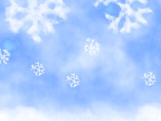 Blue Watercolor Snowflakes Winter Background