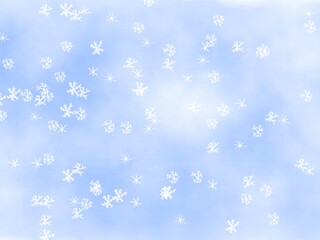 Naklejka na ściany i meble Blue Watercolor Snowflakes Winter Background