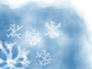 Blue Watercolor Snowflakes Winter Background