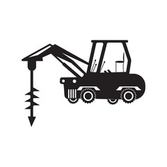 Speed drill industrial tractor icon | Black Vector illustration |