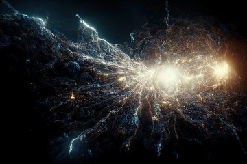 Artist impression of the Big Bang. 3d render. Wallpaper backdrop