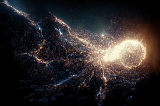 Artist Impression Of The Big Bang. 3d Render. Wallpaper Backdrop