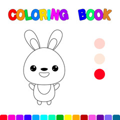 Coloring book with a rabbit.Coloring page for kids.Educational games for preschool children. Worksheet