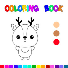 Coloring book with a deer.Coloring page for kids.Educational games for preschool children. Worksheet