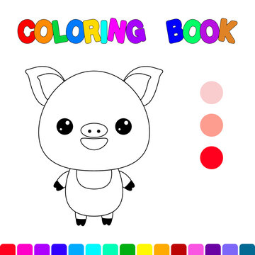 Coloring book with a pig.Coloring page for kids.Educational games for preschool children. Worksheet