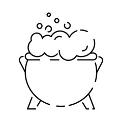 Witch cauldron line icon, halloween and scary, witch pot vector icon, vector graphics, editable stroke outline sign. Happy halloween Trick or treat and scary