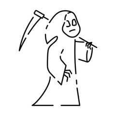 Halloween grim reaper line icon. Happy halloween. Death with scythe outline vector icon. Symbol, logo illustration. Vector graphics Trick or treat and scary