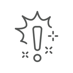 Exclamation mark signal for warning symbol. hazard cautions communication, error notification. icon, risk, alert, stop, stroke, attention, caution. Vector illustration filled outline style EPS10
