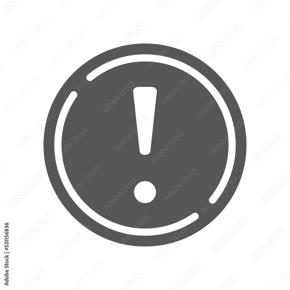 Aufkleber exclamation mark in round shape for hazard warning symbol. beware secure caution in traffic road. er