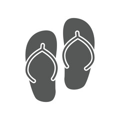 A pair of Beach sandals, blue slippers for summer vacation. Comfortable slipper Footwear at seaside. Flip, flop, sendal, summer time vacation icon Vector illustration filled outline style EPS 10