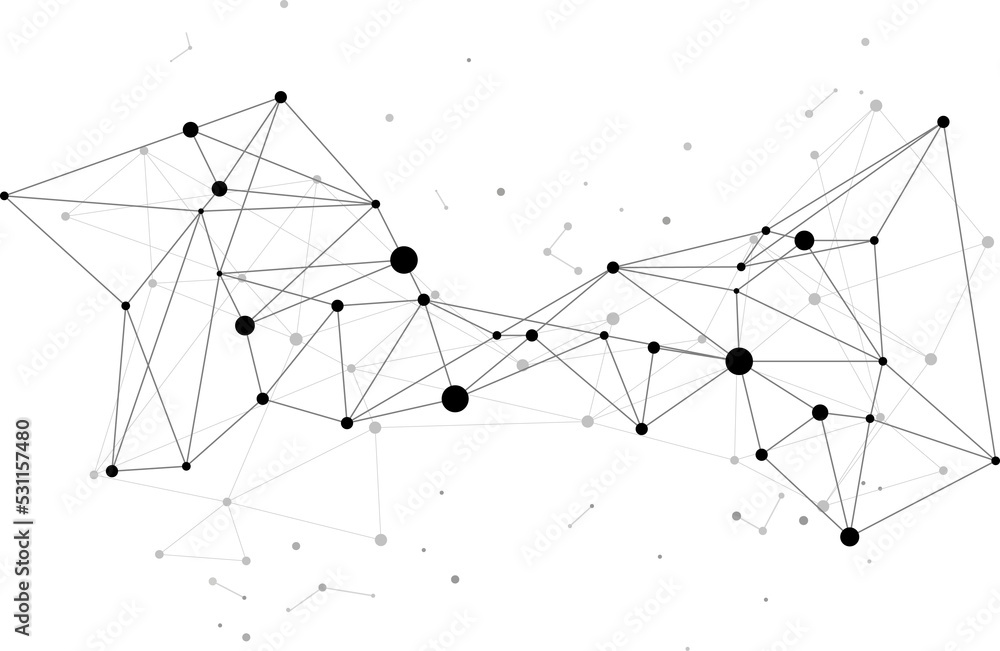 Poster Network Connecting dot polygon background. Concept of Network Business, technology, Data and chemical. Dot connect line abstract background represent futuristic network and data transformation