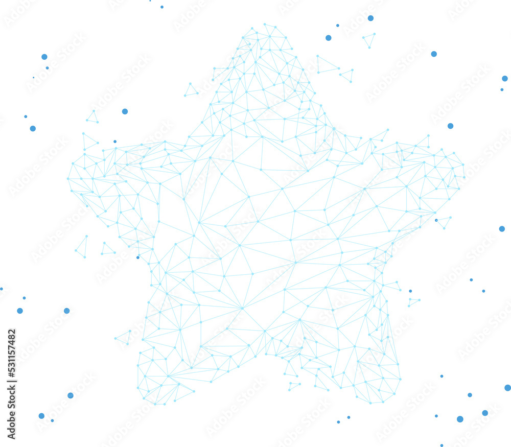 Poster vector star polygon line connected dot with blue background