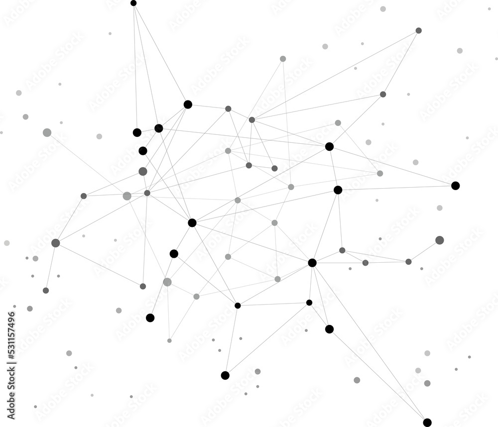 Wall mural network connecting dot polygon background. concept of network business, technology, data and chemica