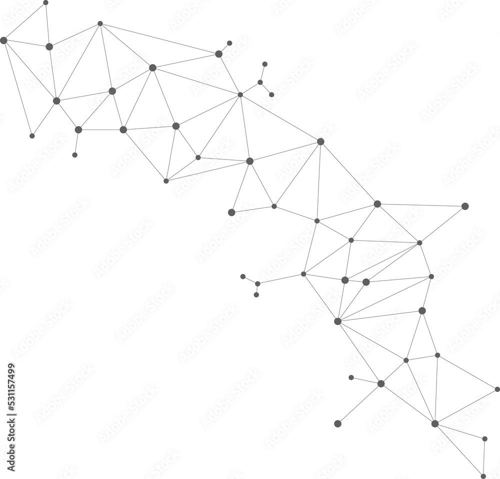 Poster Network Connecting dot polygon background. Concept of Network Business, technology, Data and chemical. Dot connect line abstract background represent futuristic network and data transformation