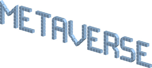 Fototapeta premium Metaverse isometric text from 3D pixel box.