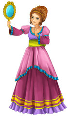 cartoon scene with princess queen isolated illustration for children 