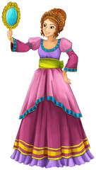 cartoon scene with princess queen isolated illustration for children 