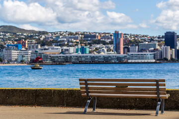 Fototapeta na wymiar View of Wellington city from Oriental Bay, New Zealand