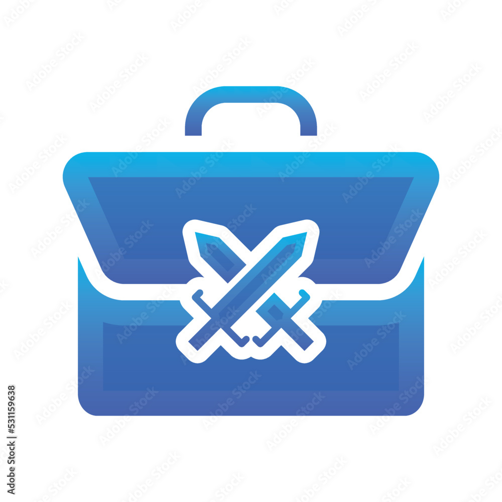 Poster sword suitcase logo gradient design template icon element