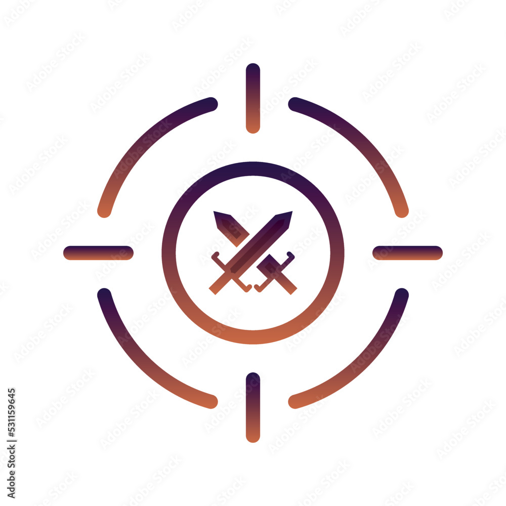 Poster sword target logo gradient design template icon element
