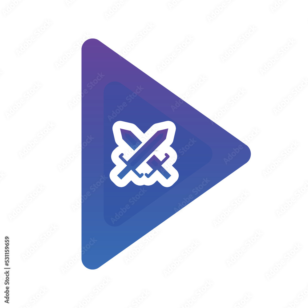 Poster sword play logo gradient design template icon element