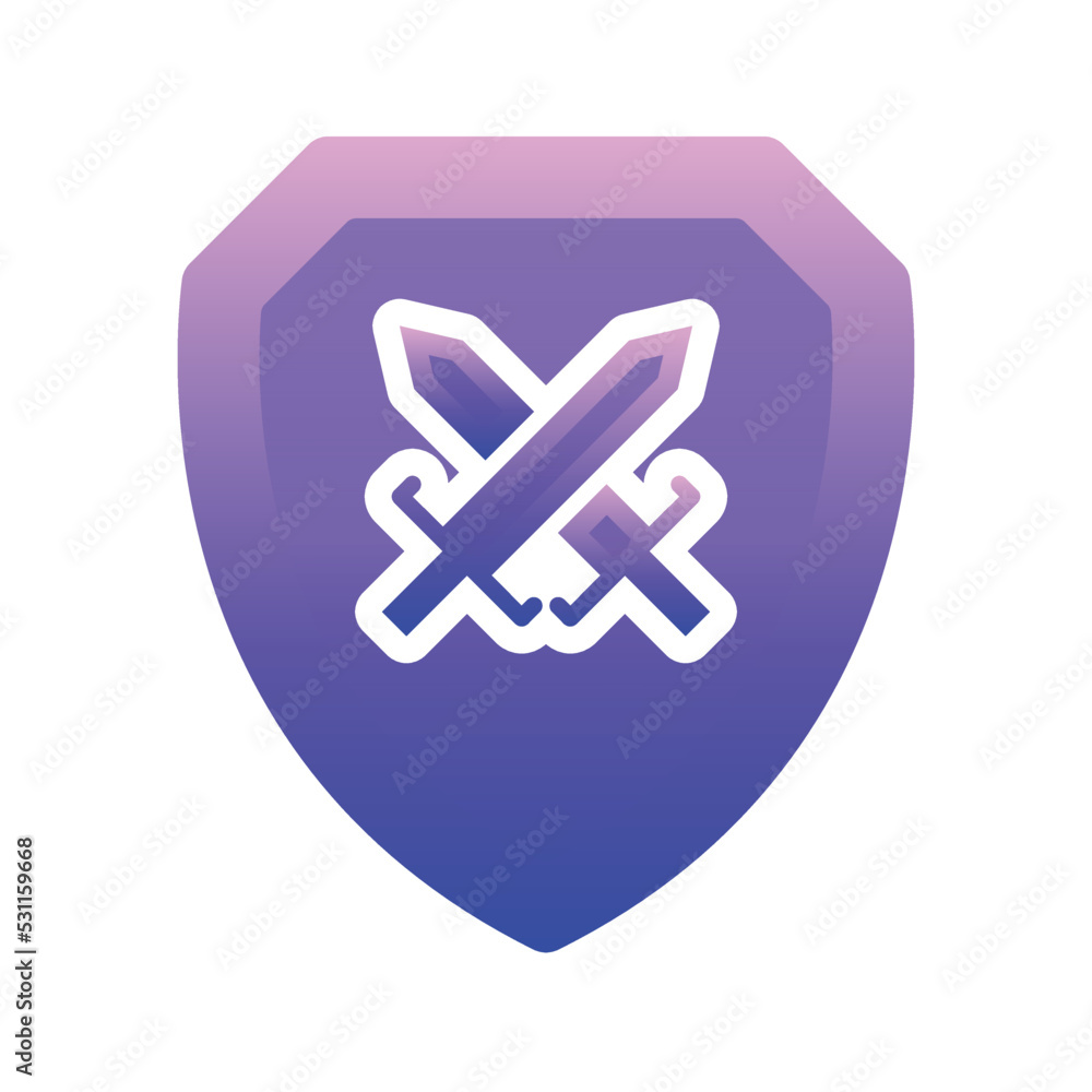 Poster sword shield logo gradient design template icon element