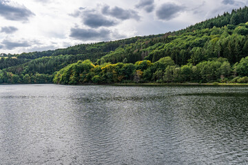 Lake Rursee, In the middle of the Eifel National Park, surrounded by unique natural scenery and unspoilt nature