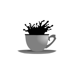 Vector pouring a cup coffee.  Splash of coffee.