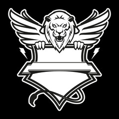 Obraz premium Lion with shield. Design element