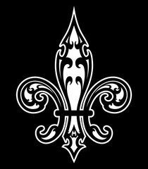 Fleur de lis symbol, silhouette - heraldic symbol. Medieval sign.