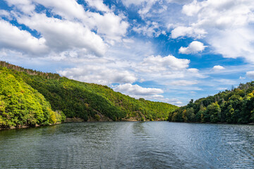 Lake Rursee, In the middle of the Eifel National Park, surrounded by unique natural scenery and unspoilt nature