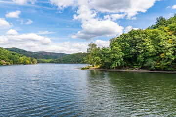 Lake Rursee, In the middle of the Eifel National Park, surrounded by unique natural scenery and unspoilt nature