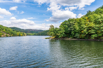 Lake Rursee, In the middle of the Eifel National Park, surrounded by unique natural scenery and unspoilt nature