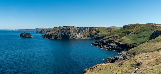 view of the coast of the region sea in Tintagel