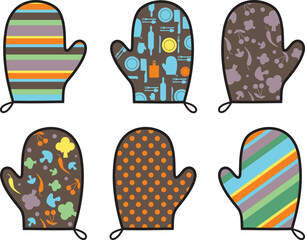 Hand drawn Kitchen gloves, vector illustration 