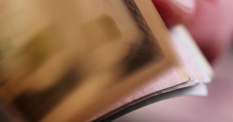 flip through and check American dollars, American monetary unit dollars as money for saving