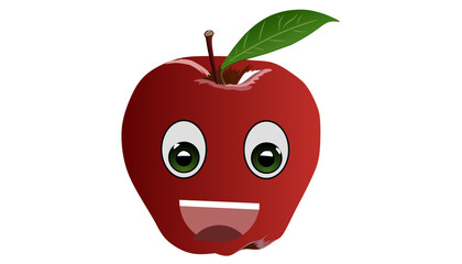 red apple with a smile