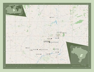 Goias, Brazil. OSM. Labelled points of cities