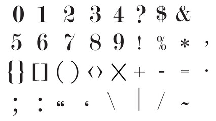  Numbers Black Isolated Vector