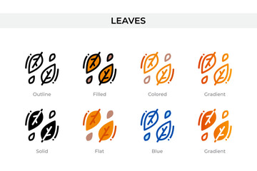leaves icon in different style. leaves vector icons designed in outline, solid, colored, filled, gradient, and flat style. Symbol, logo illustration. Vector illustration
