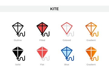 kite icon in different style. kite vector icons designed in outline, solid, colored, filled, gradient, and flat style. Symbol, logo illustration. Vector illustration