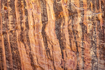 Vertical stains on a rock wall near Cassidy Arch in Capitol Reef National Park, Utah, USA