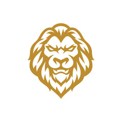 Angry lion head mascot logo design. Roaring lion line art vector illustration