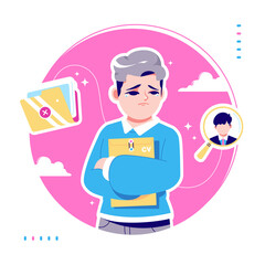 sad job seeker concept illustration design