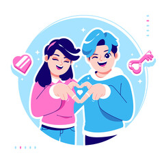 happy couple love relationship illustration